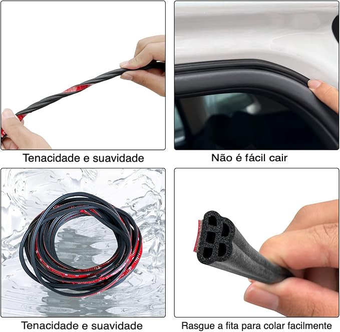 Tira de vedação da porta do carro dupla camada 10 metros